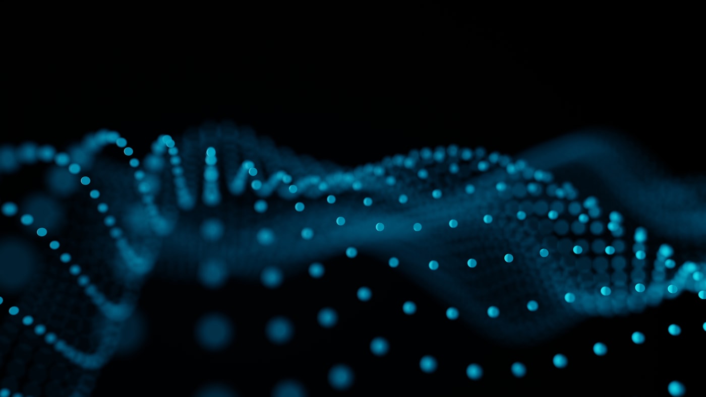 Patrón abstracto de puntos de datos en movimiento