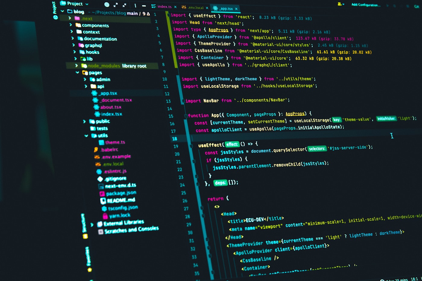 Editor de código con un proyecto de aplicación web